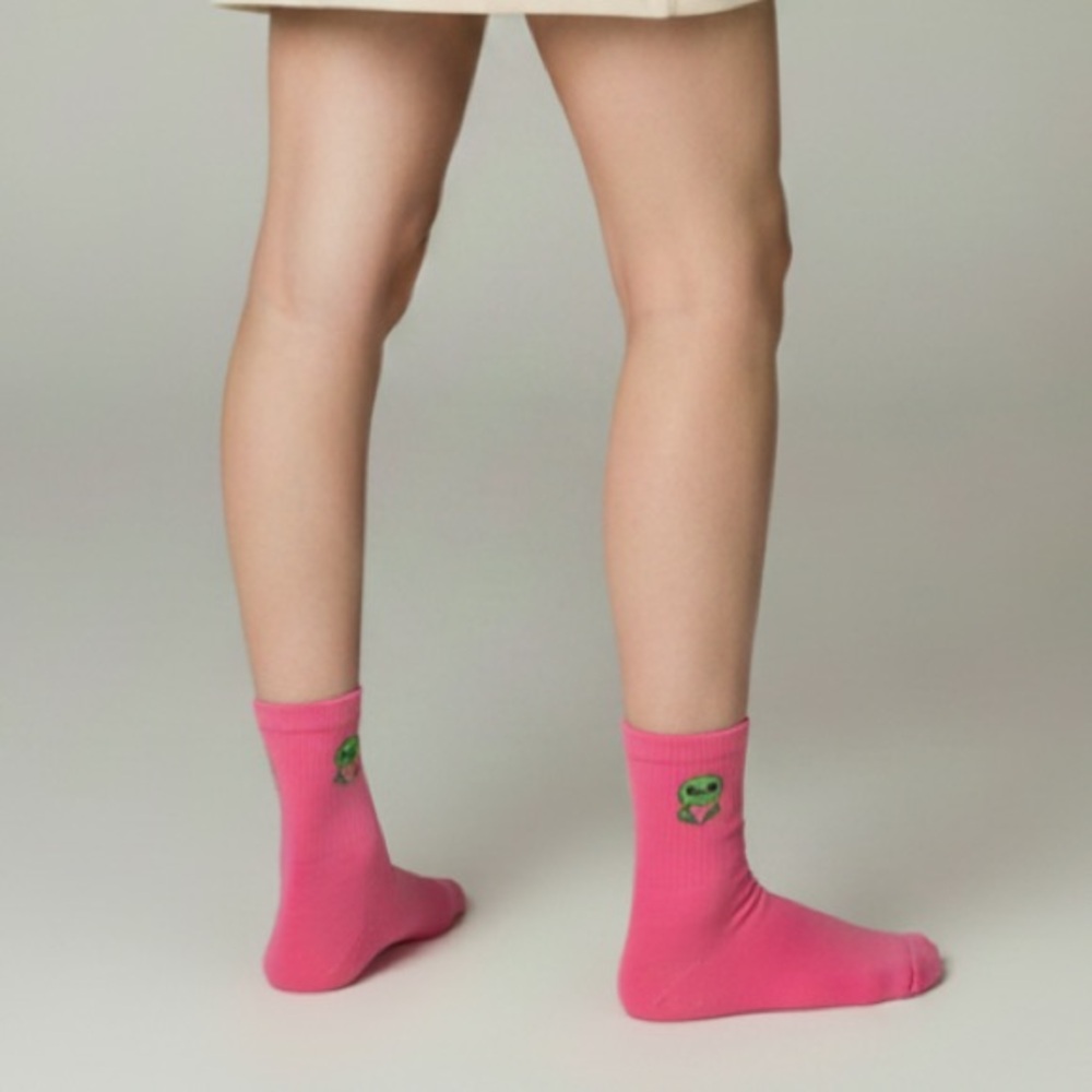 Pink Graphic Crew Socks alien cutie